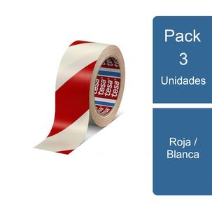 Pack 3 Cintas Delimitadora 50mm X 33mts Roja / Blanca Tesa